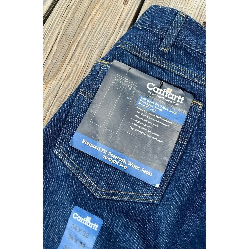 NWT! Carhartt Men's 34X32 Relaxed Fit Prewash Work Jean Straight Leg B234 PRW